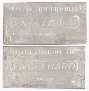 Two Engelhard 100 ozt silver bars.