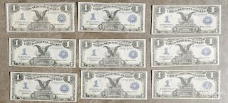 9 series 1899 one dollar silver certificates.