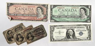 Three pieces of fractional currency
