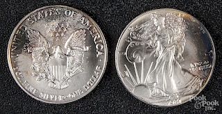 Two 1 ozt. silver bullion coins.
