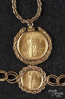 Liberty ten dollar gold coin pendant