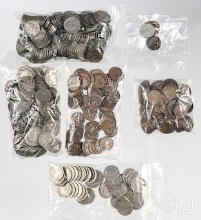 Early US nickels and pennies.