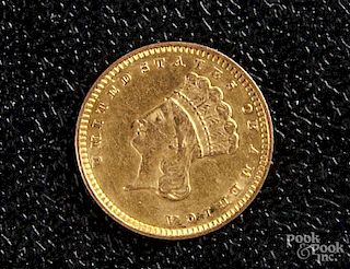 US 1874 one dollar gold coin.