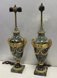 A Quality Pair of Antique Bronze Mounted Marble