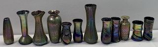 John Gilvey Studio Art Glass Lot of 12 Vases.