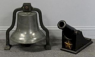 Antique Iron Cannon and Bell.
