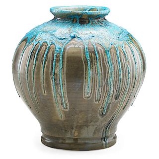 PEWABIC Vase with drip glaze