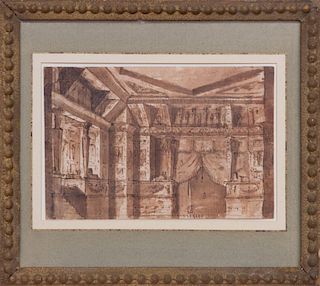 GASPARE GALLIARI (1761-1823): DESIGN FOR A STAGE SET - AN EGYPTIAN INTERIOR