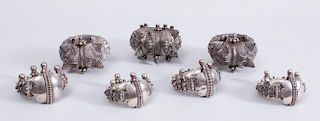 PAIR OF LARGE INDIAN SILVER ANKLETS WITH MAKARAS, RAJASTHAN