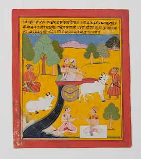 INDIAN SCHOOL: TWO ILLUSTRATED MANUSCRIPT PAGES FROM THE PANCHAKHYANA SERIES