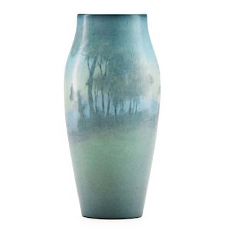 L. ASBURY; ROOKWOOD Scenic Vellum vase