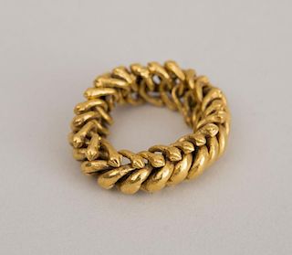 14K GOLD LINK CHAIN RING, POSSIBLY ASIAN