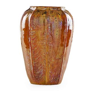 T. BROUWER; MIDDLE LANE Large flame-painted vase