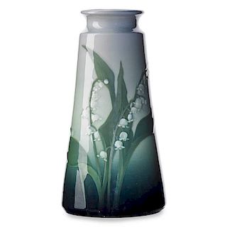 L. ASBURY; ROOKWOOD Vase w/ Lily of the Valley