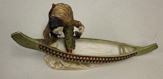 Royal Dux Porcelain Indian and Canoe