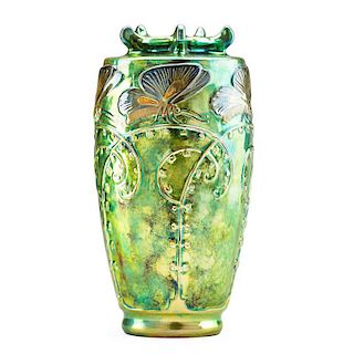 ZSOLNAY Fine tall vase with butterflies
