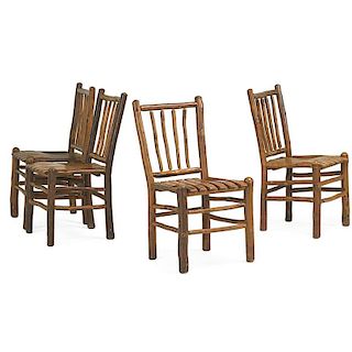 OLD HICKORY (Attr.) Four dining chairs
