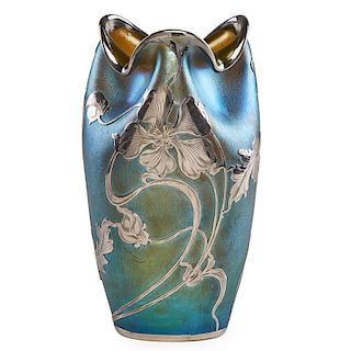 LOETZ Glass vase with silver overlay