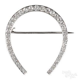 Platinum and diamond horseshoe pin