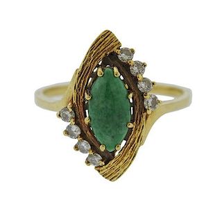 18k Gold Jade Diamond Ring