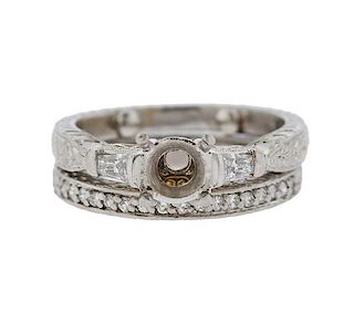 Varna Platinum Diamond Engagement Wedding Ring Set
