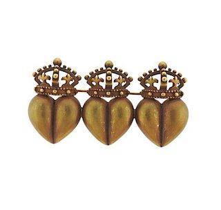 Kieselstein Cord Crown Heart Brooch Pin