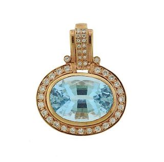 14k Gold Diamond Gemstone Pendant