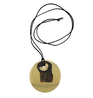 Tiffany &amp; Co Peretti 18k Gold Disc Pendant Cord Necklace