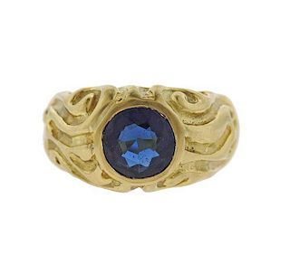 Elizabeth Gage 18k Gold Sapphire Ring
