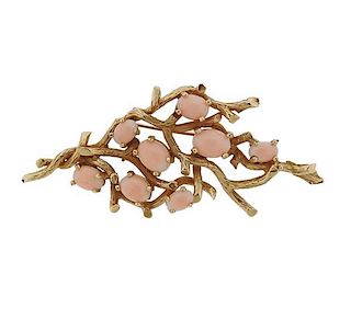 1970s Naturalistic 14k Gold Coral Brooch