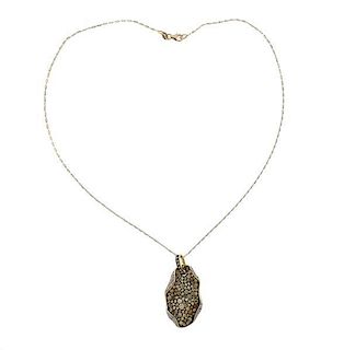 14k Gold Fancy Diamond Pendant Necklace