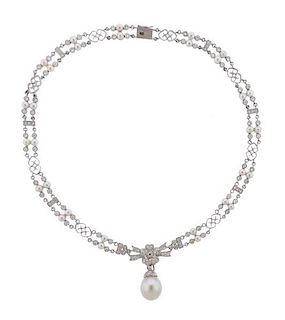 18k Gold South Sea Pearl Diamond Necklace