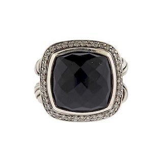 David Yurman Albion Sterling Onyx Diamond Ring