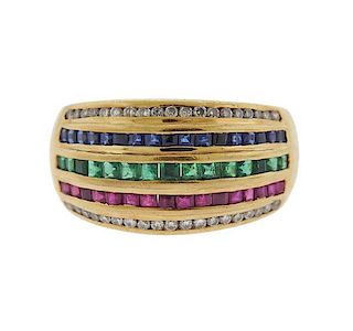 Le Vian 18k Gold Ruby Diamond Sapphire Ring