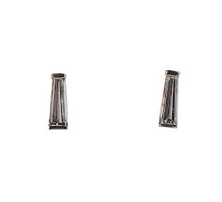 Platinum Tapered Baguette Diamond Stud Earrings