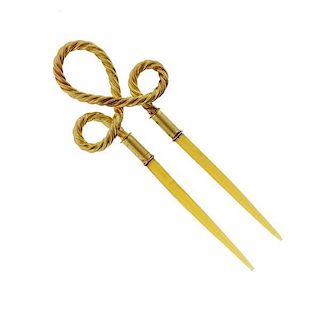 Antique 18k Gold Hair Pin Accesory