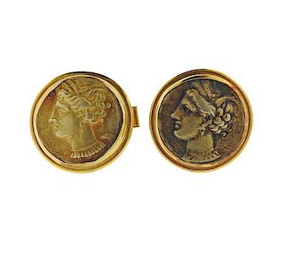14k Gold Ancient Coin Cufflinks