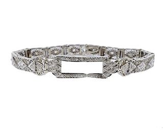 Art Deco 14k Gold Diamond Watch Bracelet