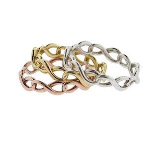 Tiffany &amp; Co Gold Silver Rubedo Infinity Band Ring Set of 3