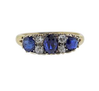 18K Gold OMC Diamond Sapphire Ring