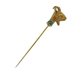Antique 18k Gold Goat Head Stick Pin