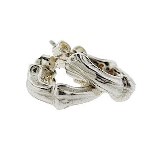 Tiffany &amp; Co Sterling Silver Bamboo Hoops Earrings