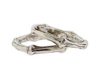 Tiffany &amp; Co Bamboo Sterling Silver Ring Set of 2
