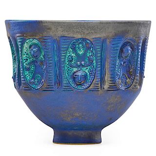 SCHEIER Footed bowl, vivid blue glaze
