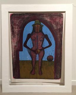 Tamayo,    Rufino,  Mexican 1899-1991,"FEMME AU COLLANT ROSE (WOMAN IN PINK TIGHTS)" from the "Mujers" suite,  P-116