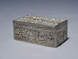 19th C. Chinese export silver rectangular box