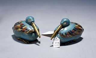 19th C. Chinese Champleve Pelicans