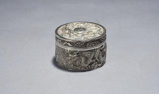 Chinese export silver round box