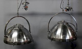 Pair of Polished Steel Spotlight Industrial Style
