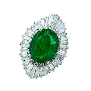 1970s 14K Emerald & Diamond Ballerina Ring